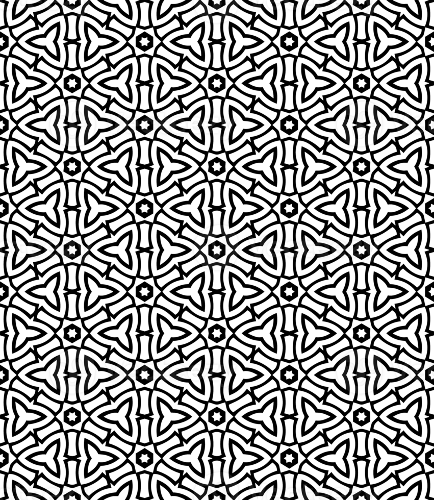 Black seamless abstract pattern. Overlay for background and backdrop. Ornamental design. PNG graphic illustration with transparent background.