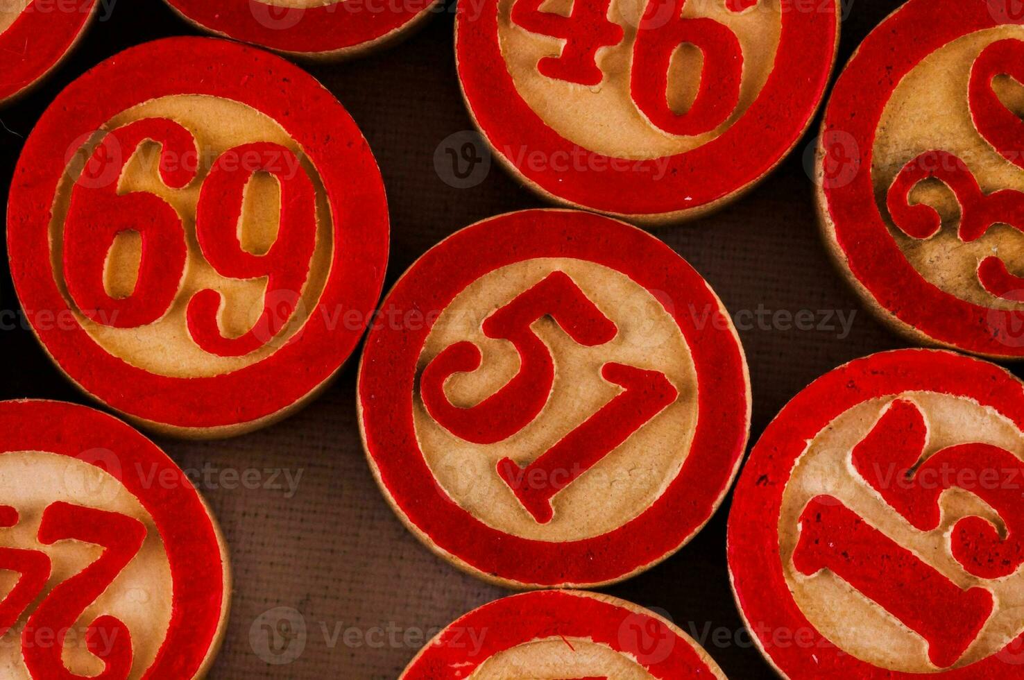 a close up of a group of red and white numbers photo
