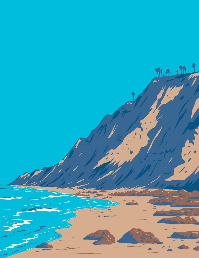 negro playa en torrey pinos la jolla san diego California Estados Unidos wpa póster Arte vector
