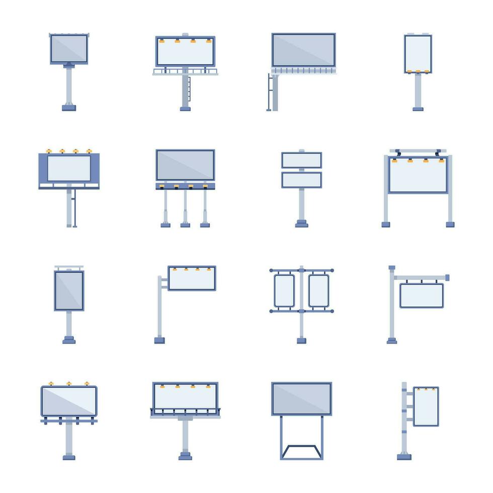 Outdoor Advertising Isometric Icons vector