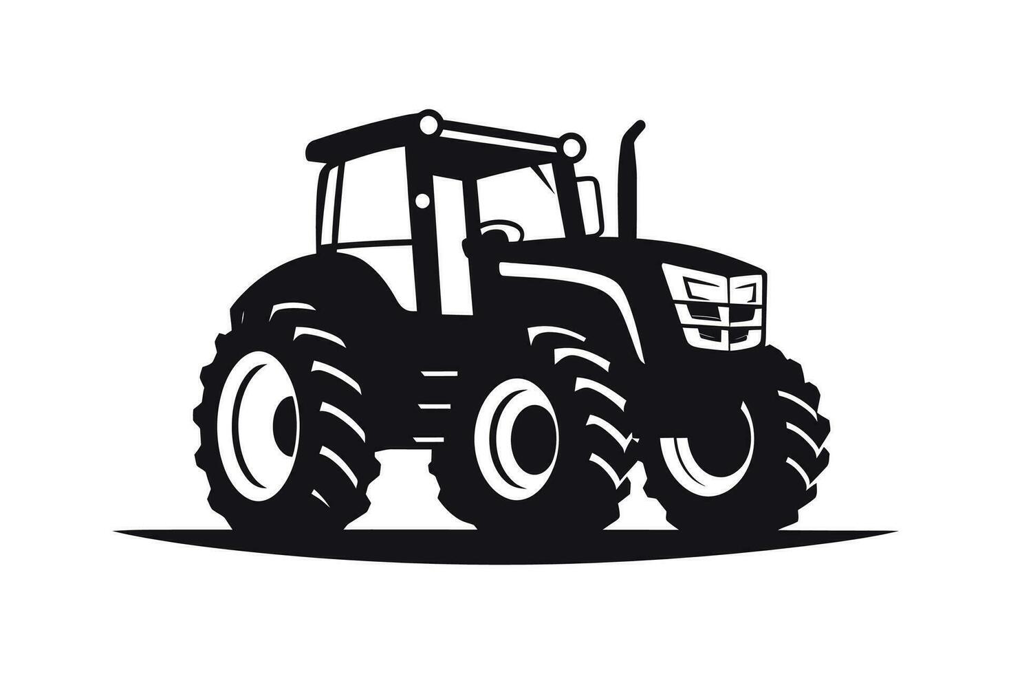 silhouette of a tractor illustration vector with black old tractor on white background