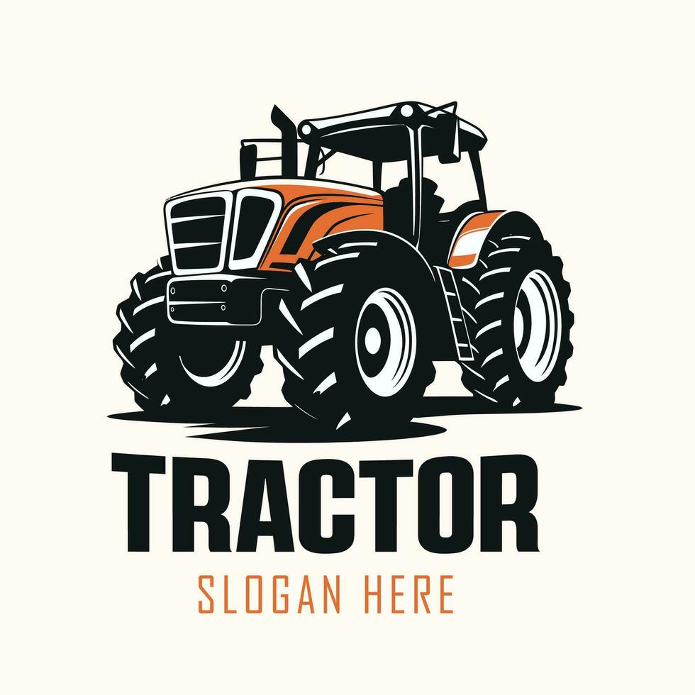 silhouette of a tractor illustration vector with black old tractor on white background