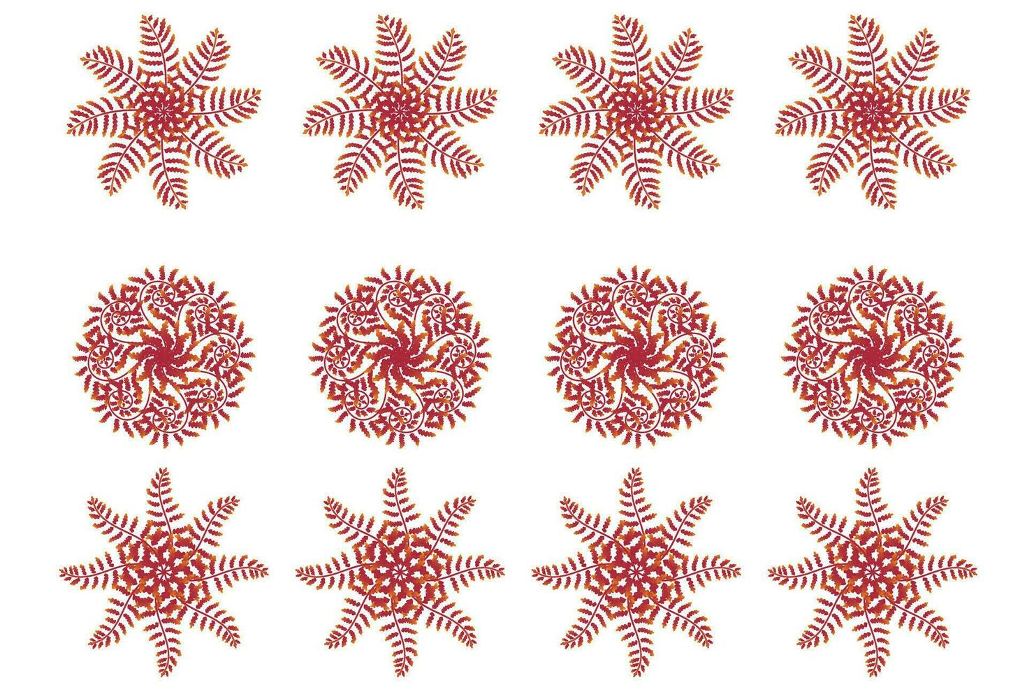 Set of decorative borders made of fern leaves. Elements for your design. Vector illustration isolated on white background.