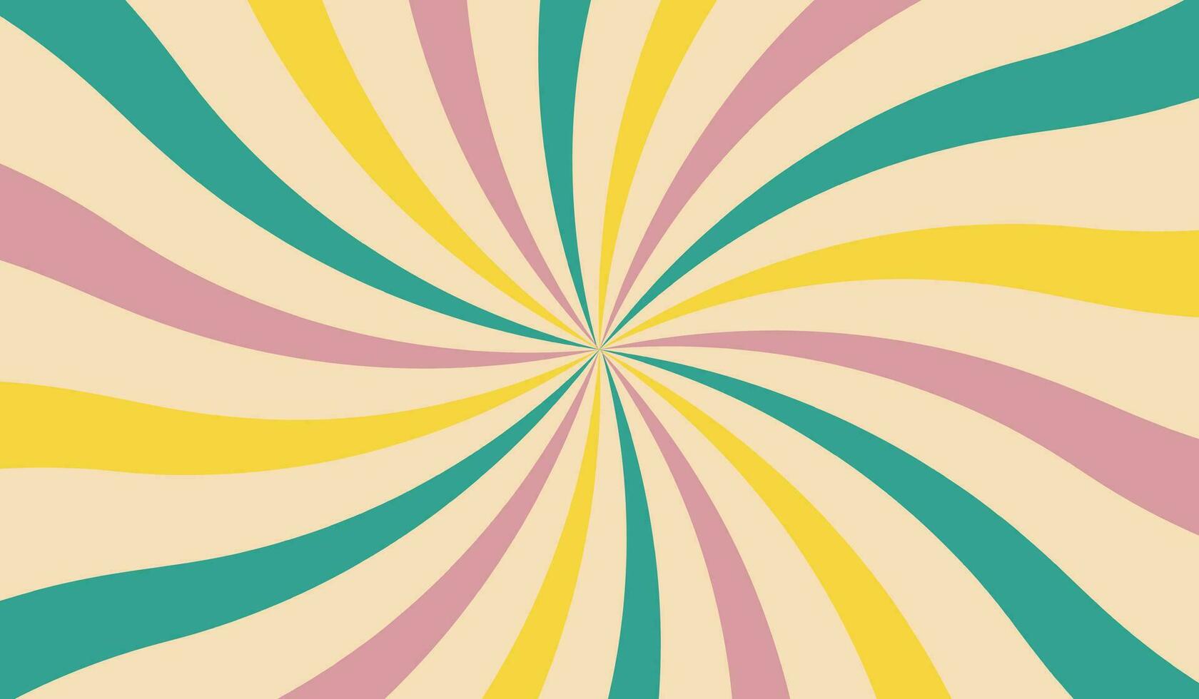 Sunburst retro 60s 70s abstract colorful background. Vector illustration