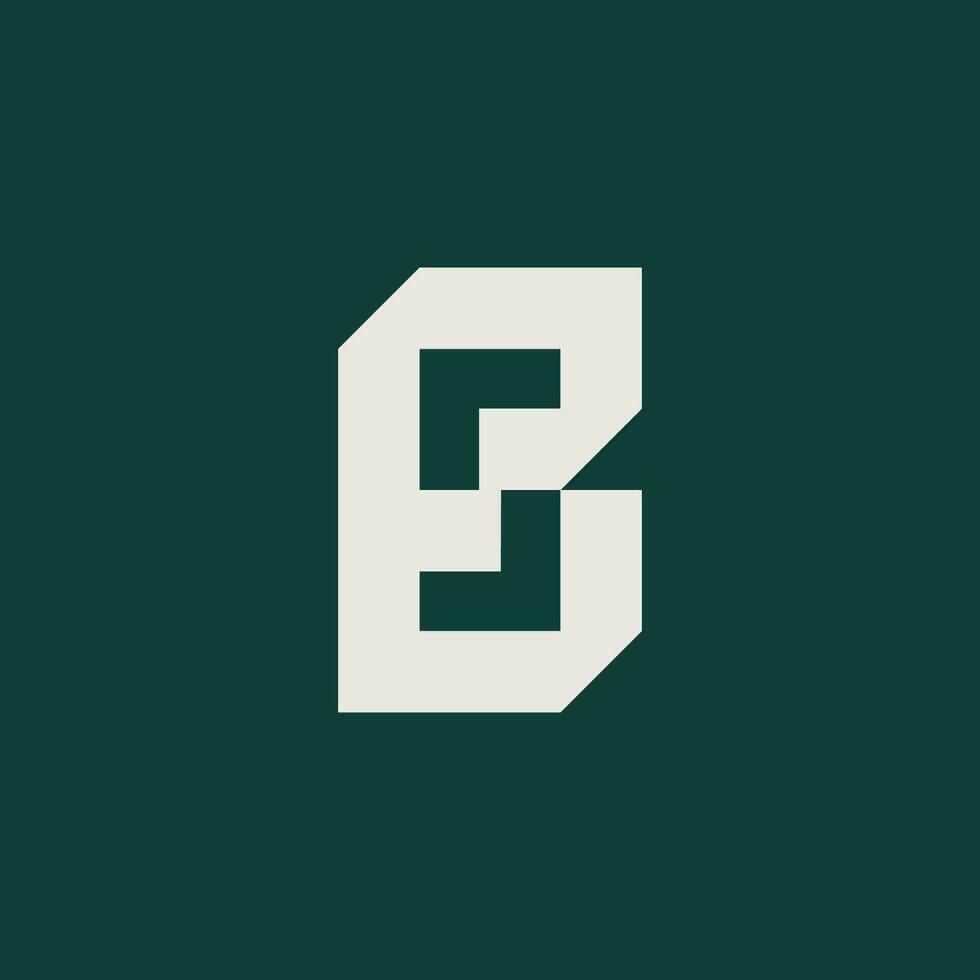 futuristic letter B logo with S negative space vector