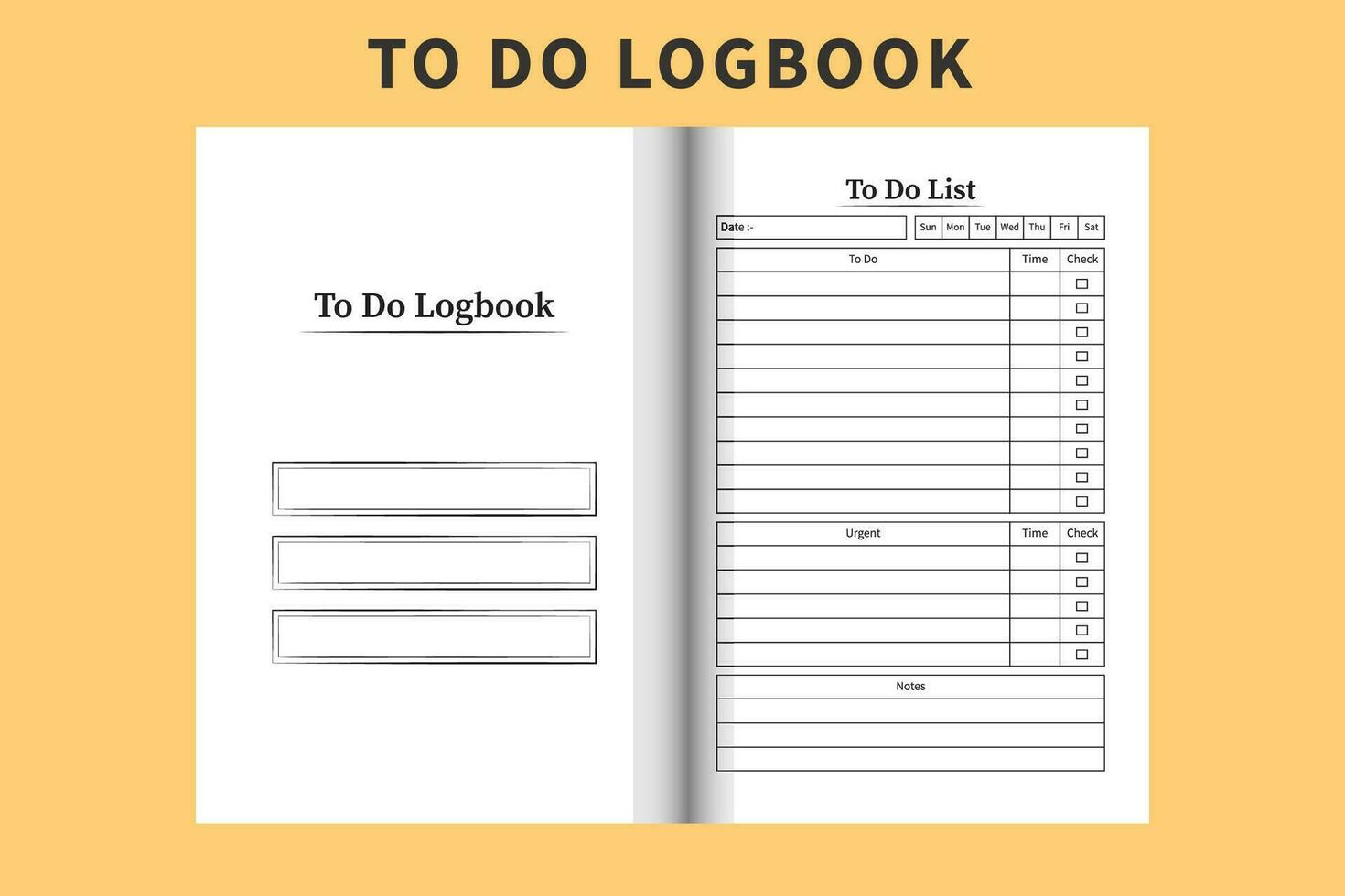 To do list log book interior. Daily task tracker and work progress checklist. To do work list notebook with checkbox. Task planner notebook vector. To do task tracker and work list journal. vector