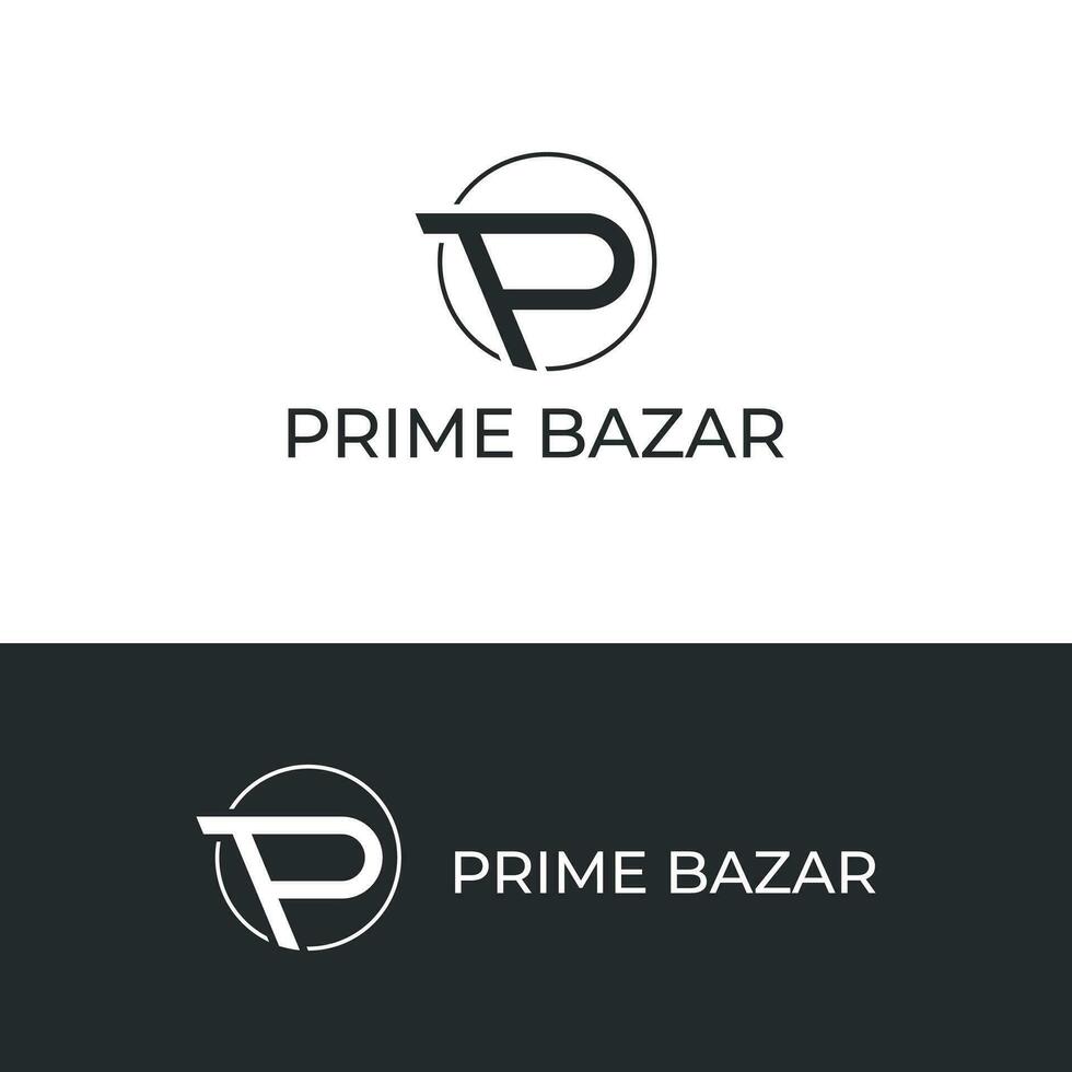 Minimal P letter logo template, P letter vector circle shape logo template