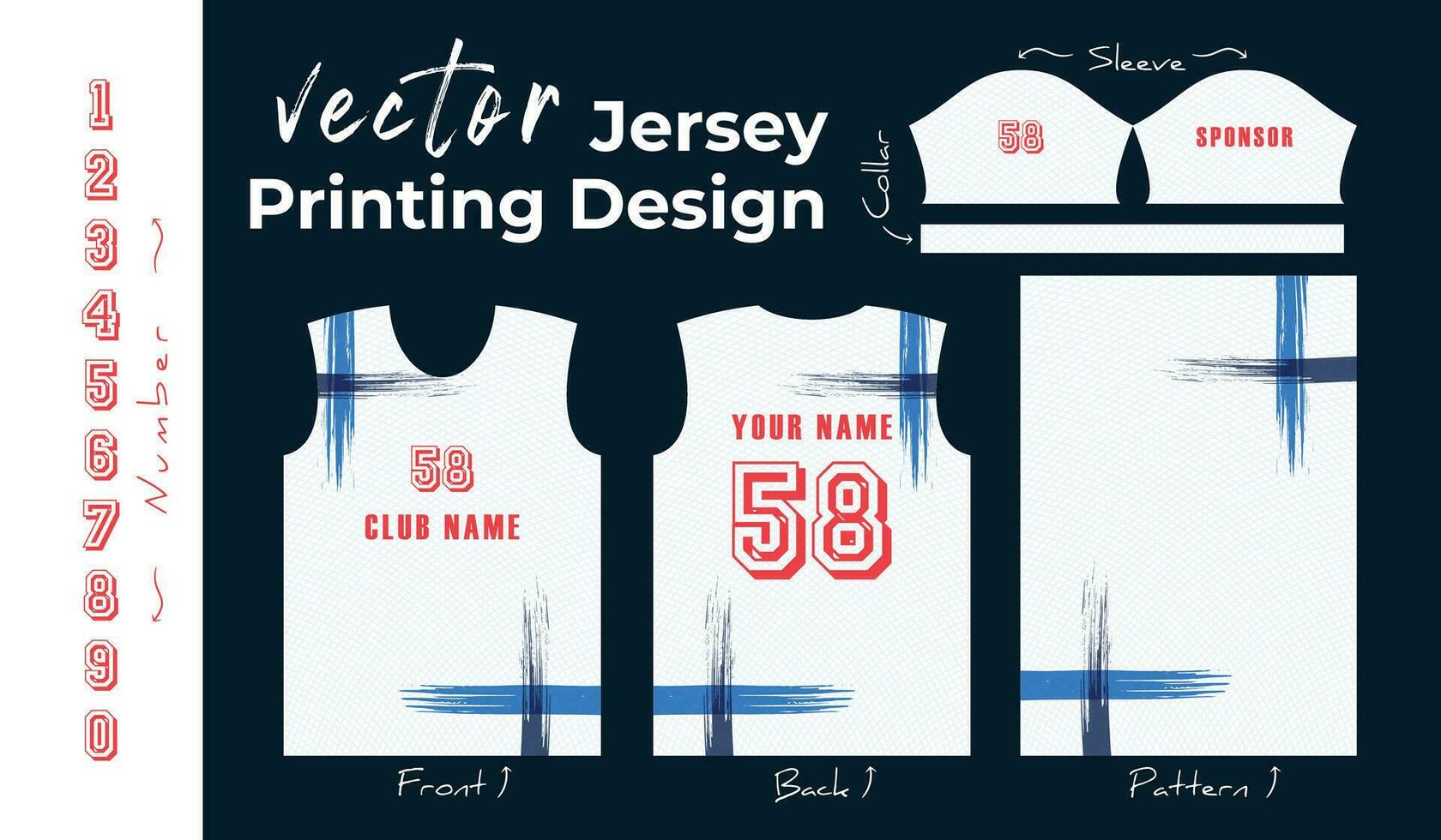 Abstract vector design for jersey printing. Background pattern for sports team jersey.