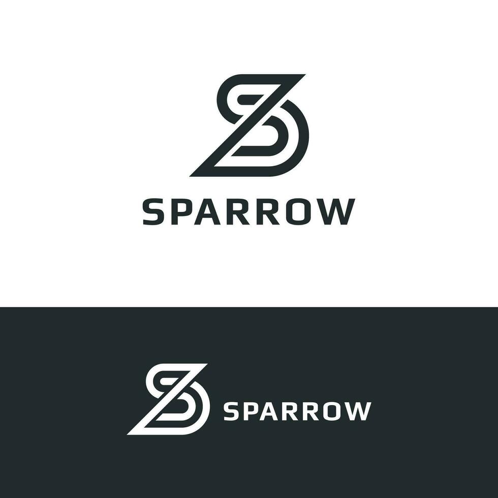 Minimal S letter and Sparrow logo template, sparrow vector logo