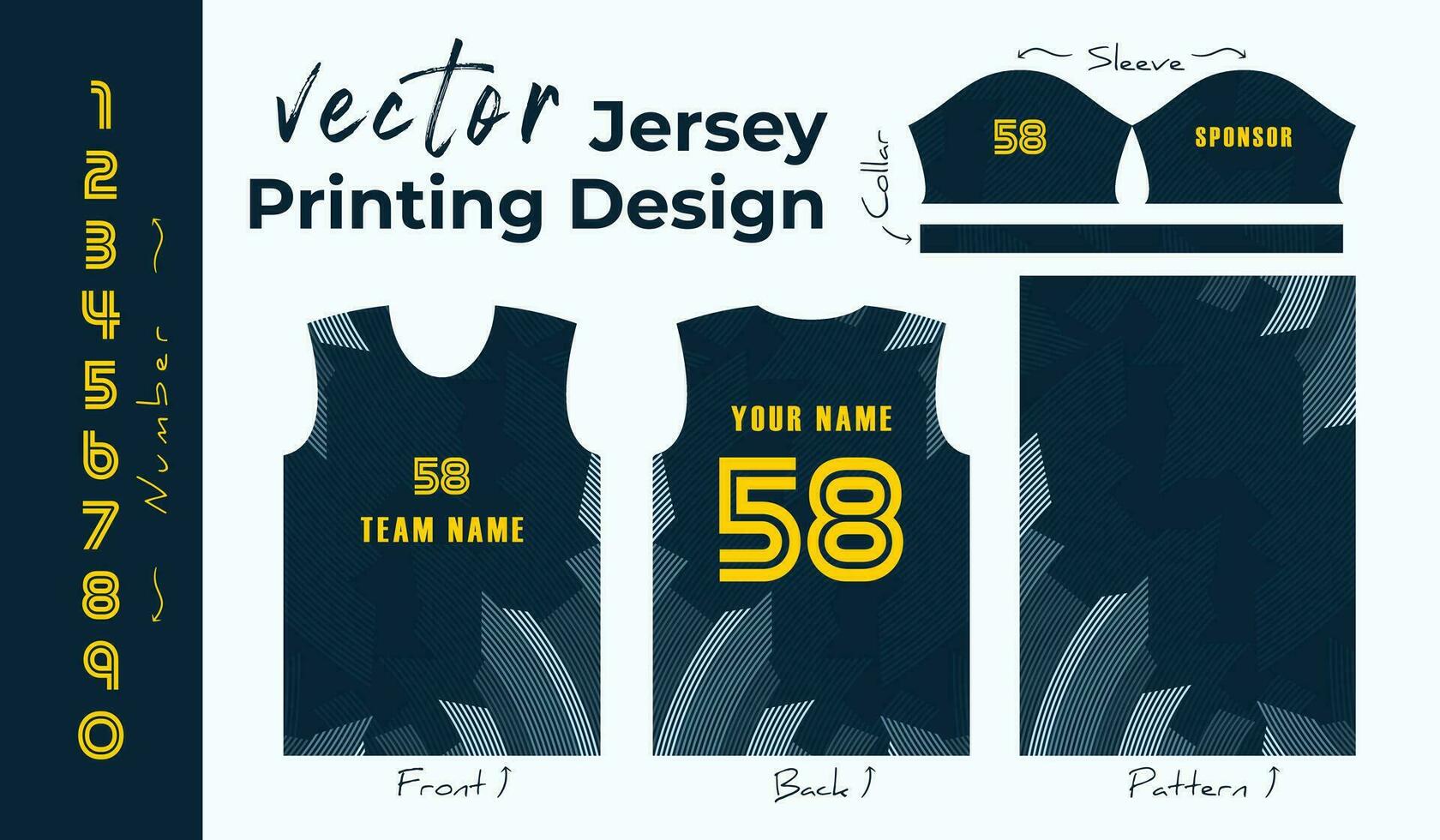 Abstract vector design for jersey printing. Background pattern for sports team jersey.