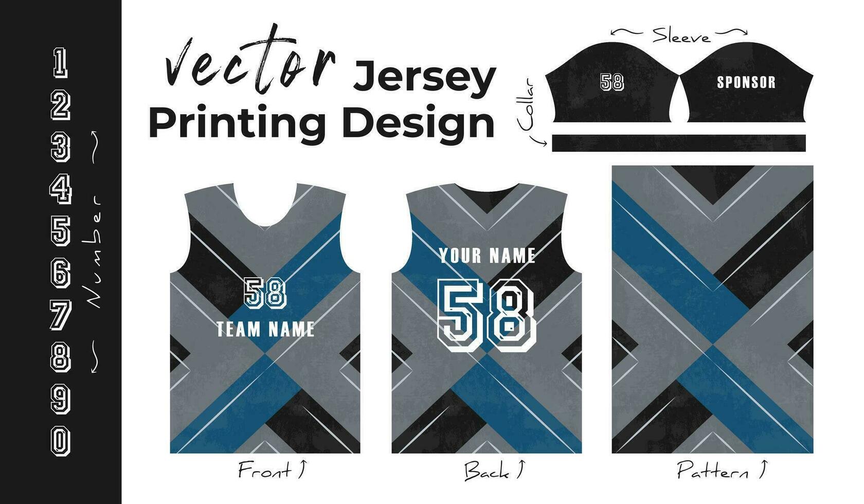 Abstract vector design for jersey printing. Background pattern for sports team jersey.