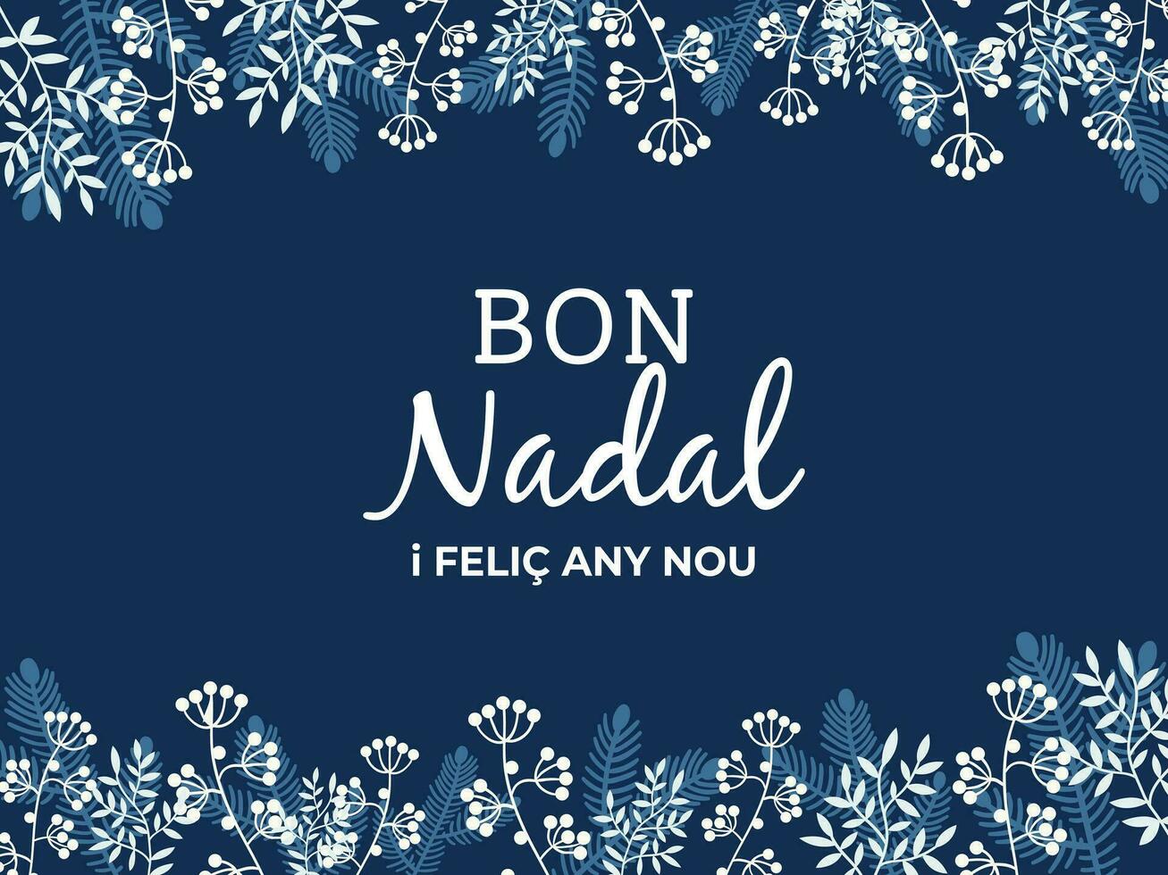 bon nadal Navidad diseño con catalán idioma con azul color vector