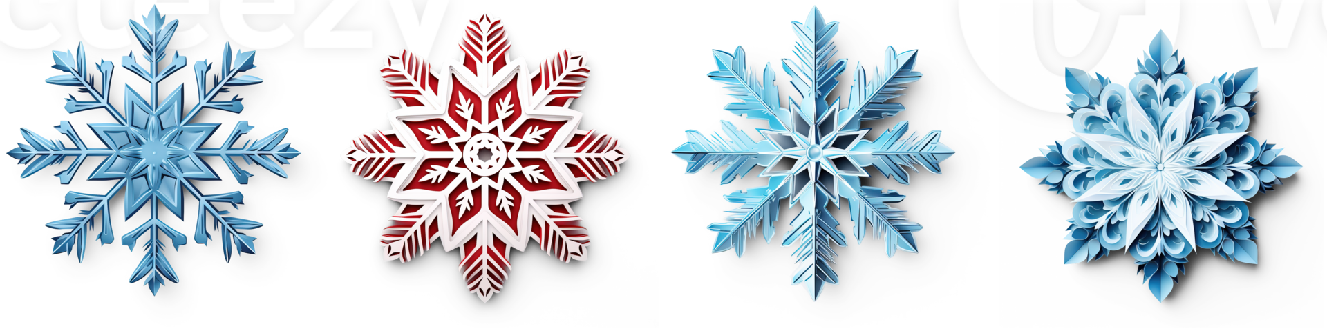 ai gegenereerd reeks van artistiek Kerstmis sneeuwvlok geïsoleerd Aan transparant achtergrond png