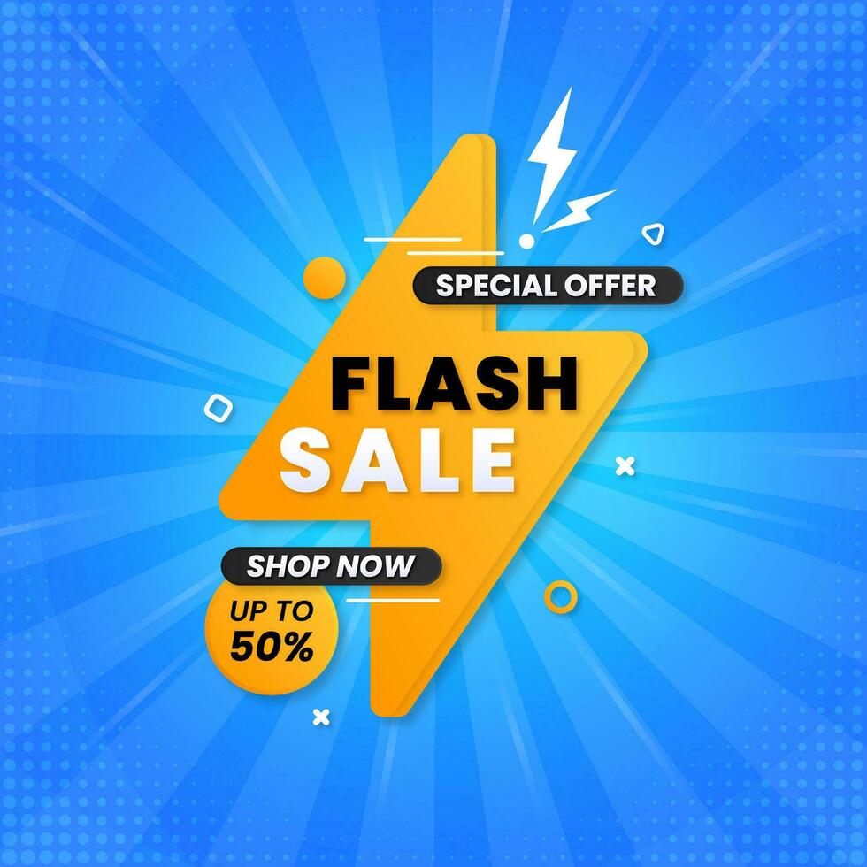 Flash sale discount banner template promotion. Special offer limited in time. Get extra discount invitation. Commercial poster, coupon or voucher vector illustration