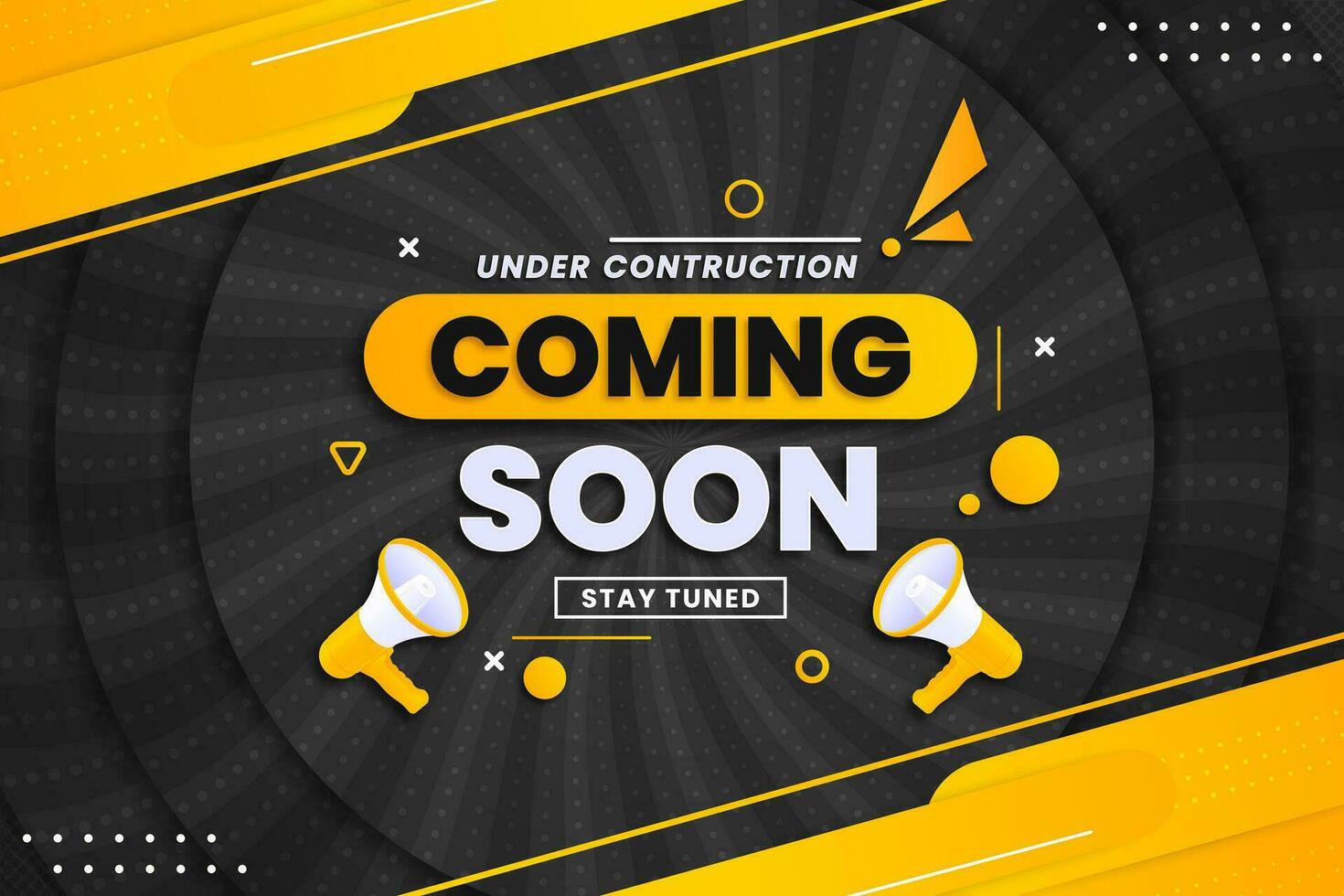 Coming soon with megaphone design on abstract background vector