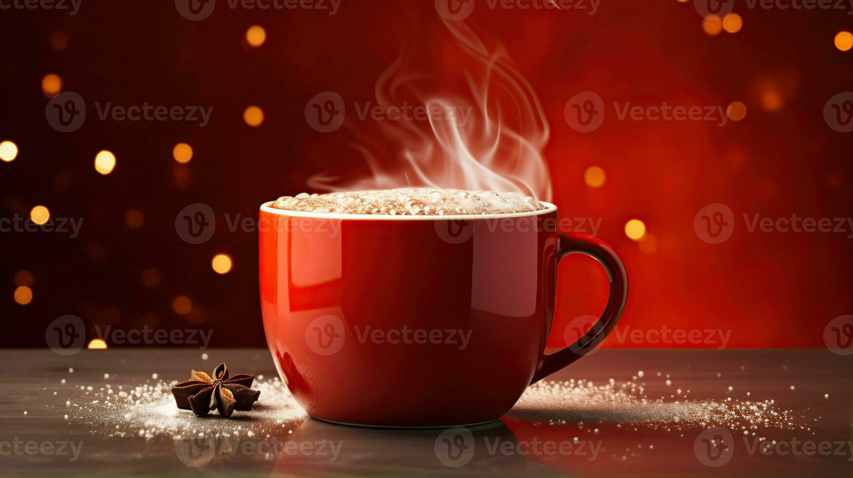 AI generated New Year's Cup drink in front of the Christmas background. Winter holidays concept. Created with Generative AI photo