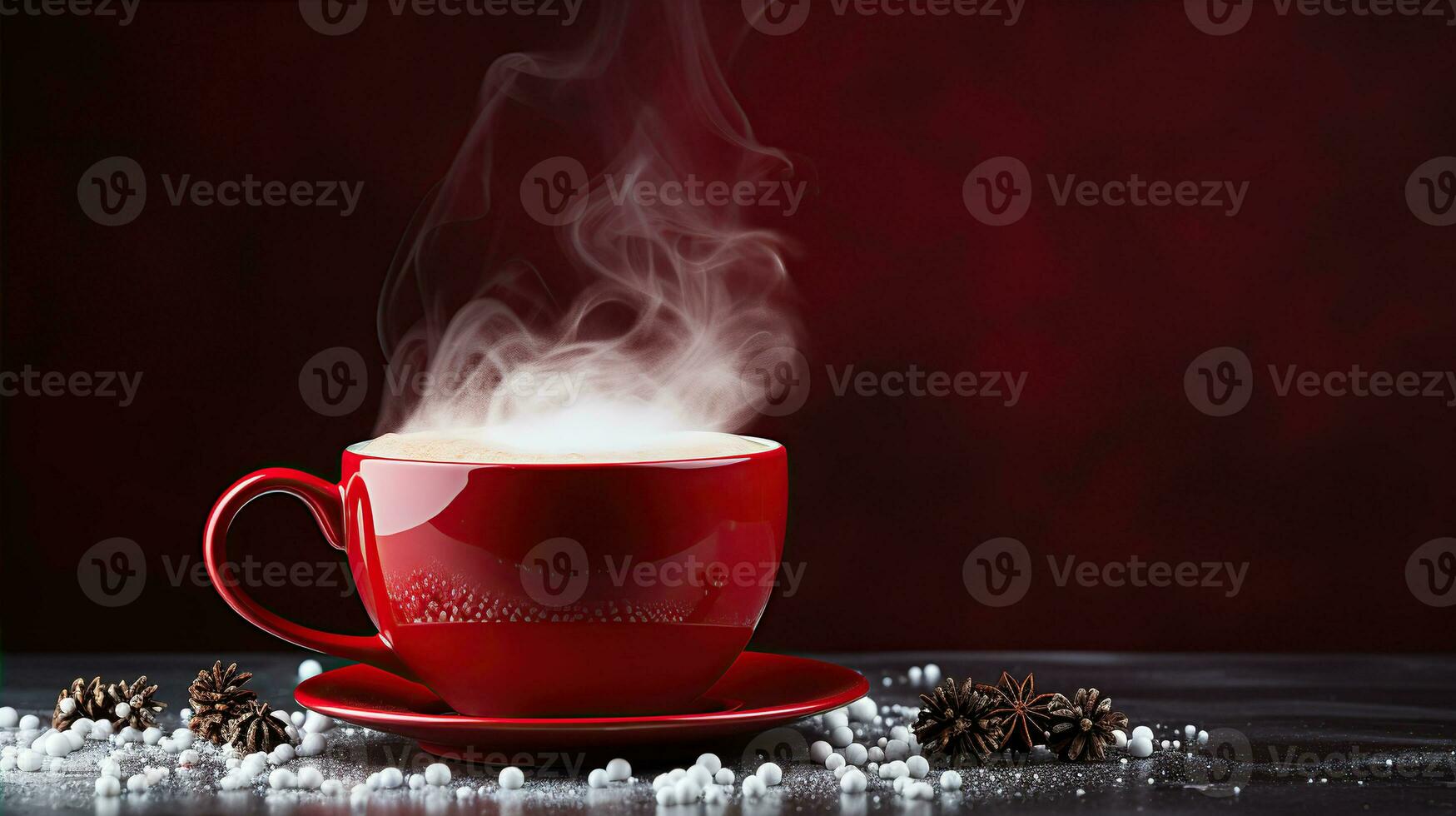 AI generated New Year's Cup drink in front of the Christmas background. Winter holidays concept. Created with Generative AI photo