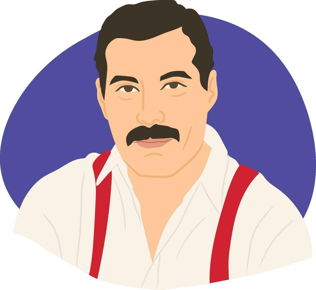 Freddie Mercury ilustration Singer songwriter vector
