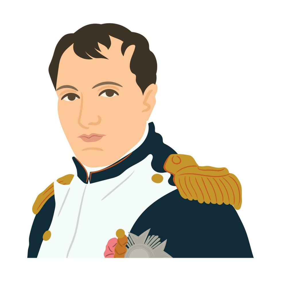 Napoleón bonaparte ambicioso militar líder de Francia. vector retrato ilustración