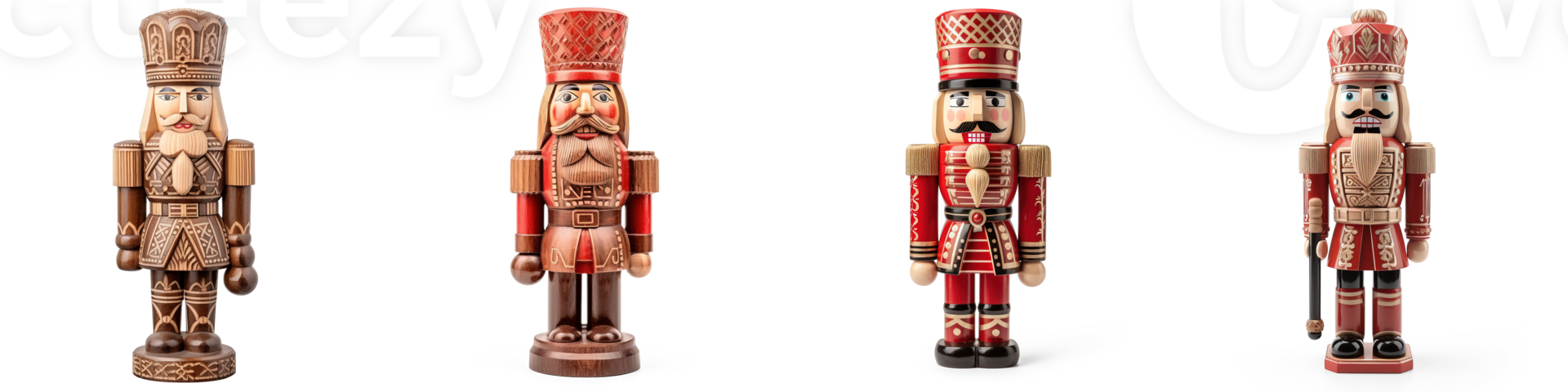 AI generated Set of watercolor nutcracker isolated on white background png