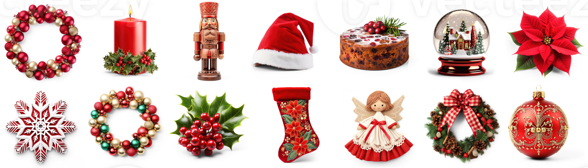 AI generated Set of Sparkling Christmas Star isolated on transparent background png