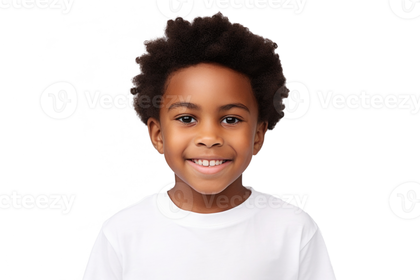 AI generated Happy multiracial boy isolated on white background. Portrait of black boy looking at camera. African american child png