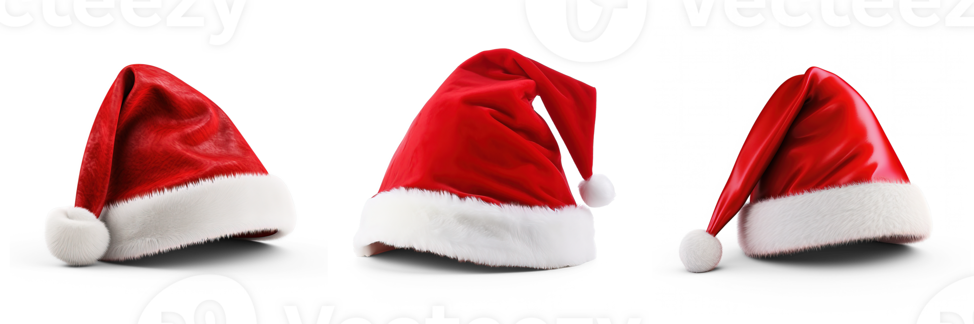 AI generated Set of Charming Christmas Santa Hat isolated on transparent background png