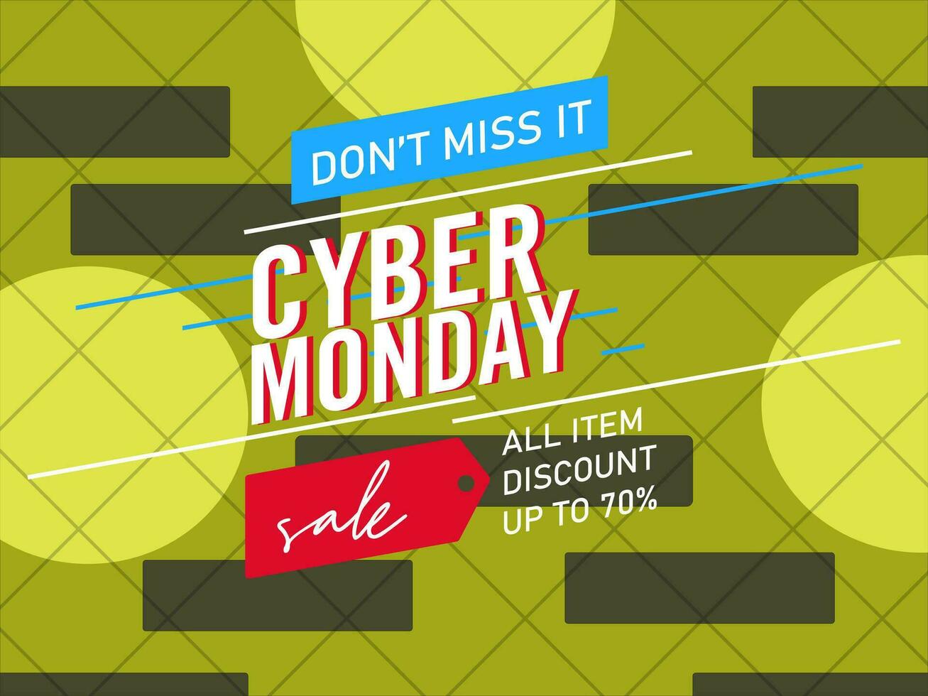 Cyber monday sale for promotion, design with abstract rectangular yellow and combination black shapes background. Vector illustration.