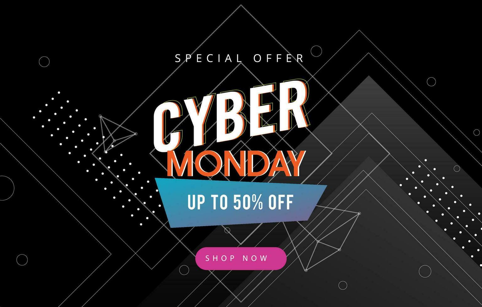 Cyber monday sale for promotion with technology dark abstract geometry background vector