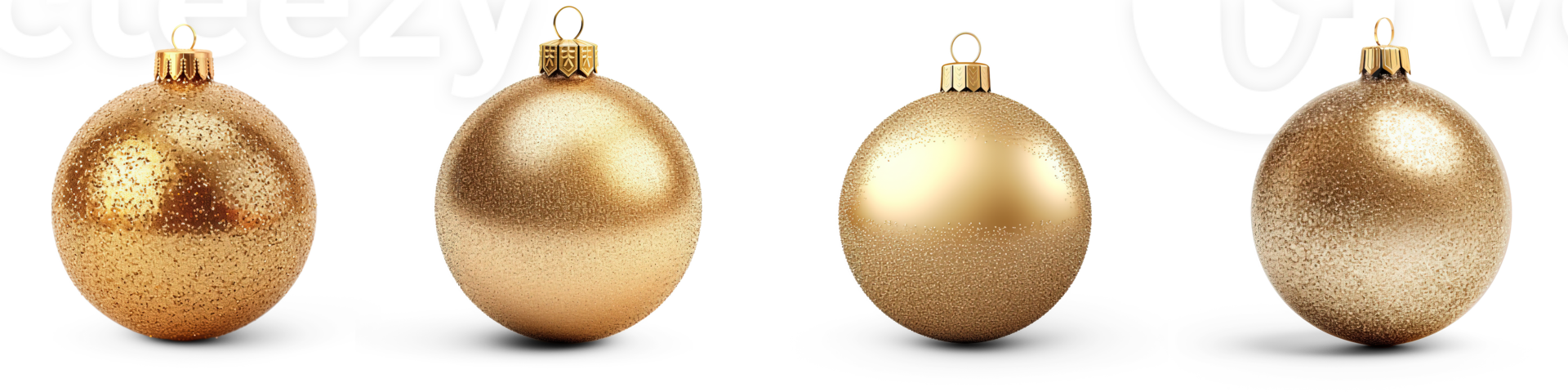 ai généré ensemble de détritus Noël d'or babiole isolé sur transparent Contexte png