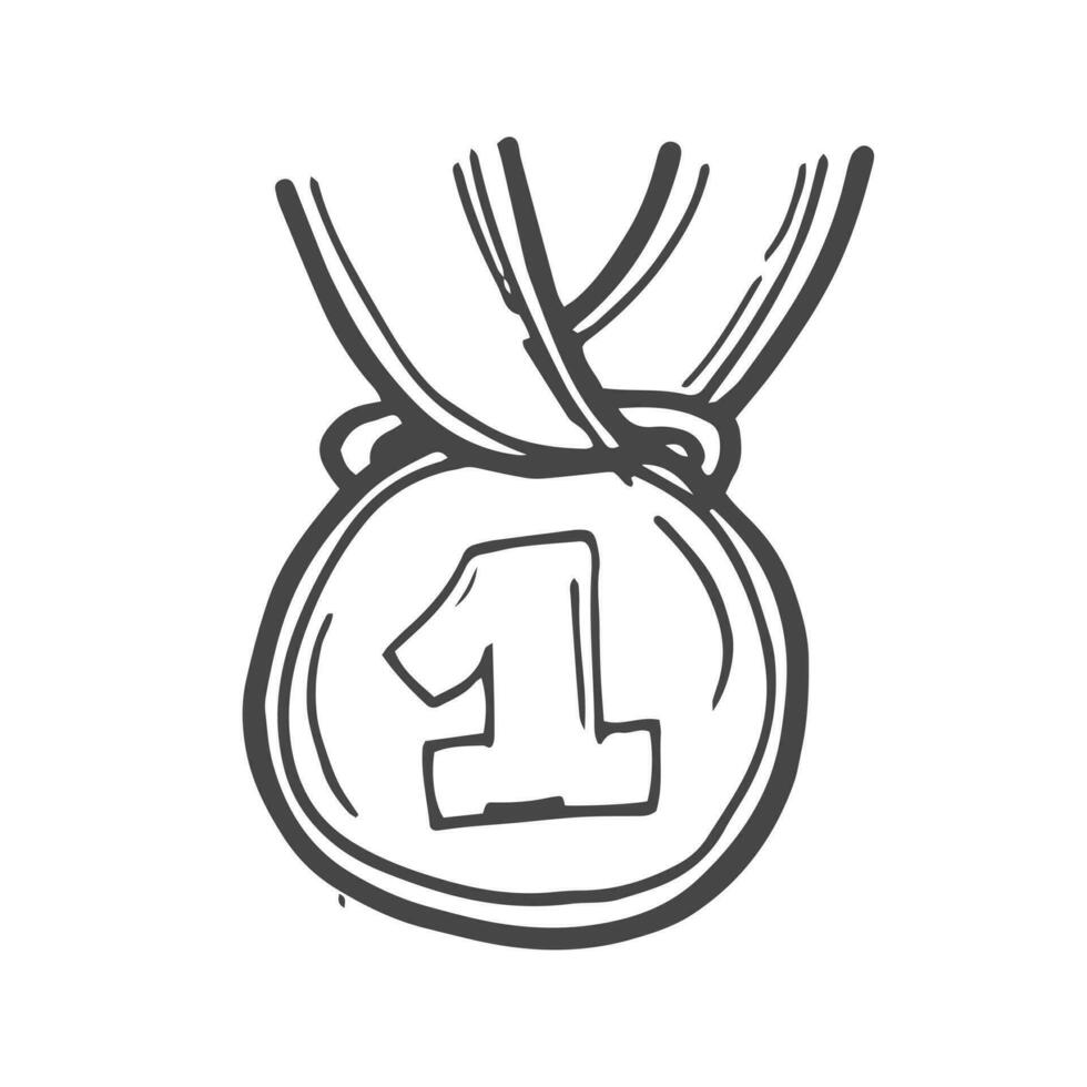 Simple hand drawn. Vector doodle of a medal