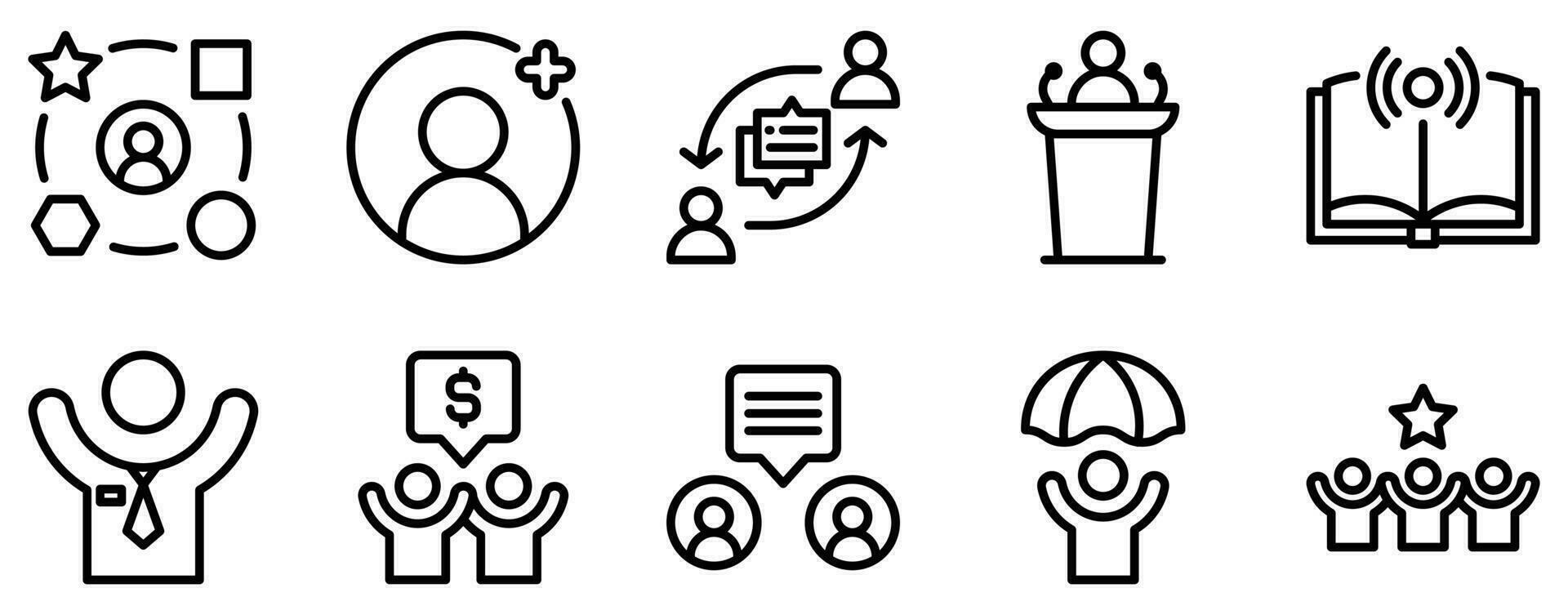 Human Resource line style icon collection vector