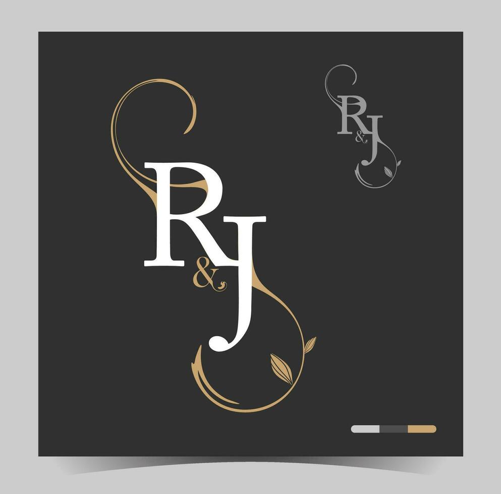 el r y j logo con oro letras vector