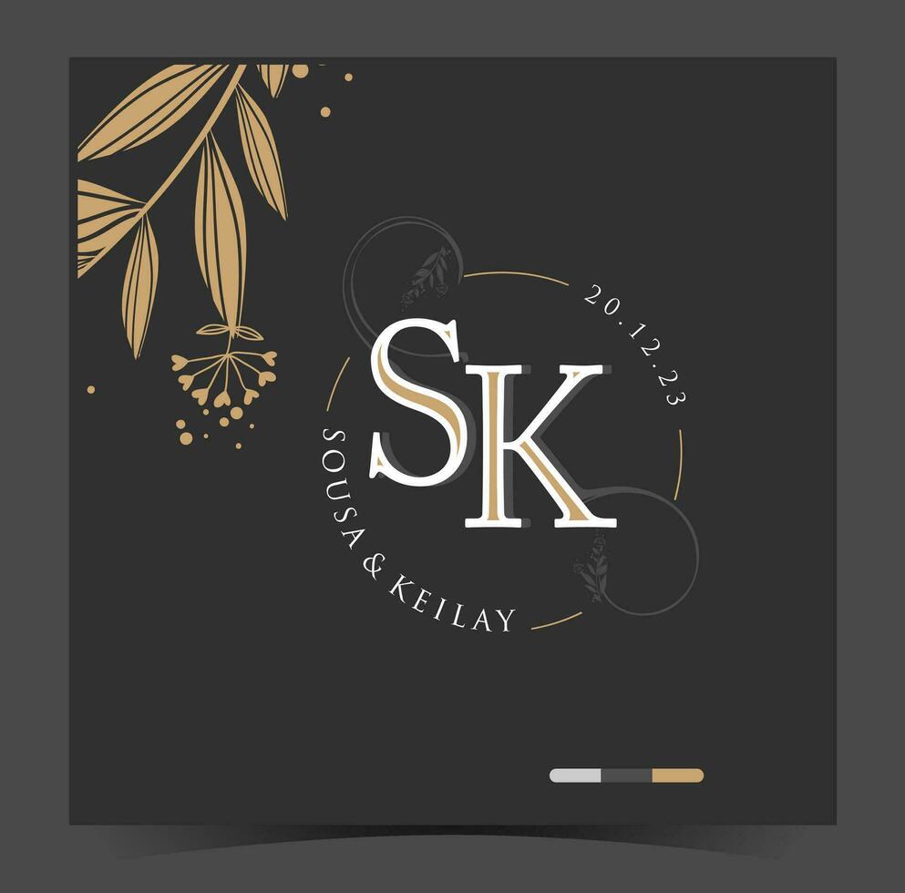 the logo for S, K and wedding vector