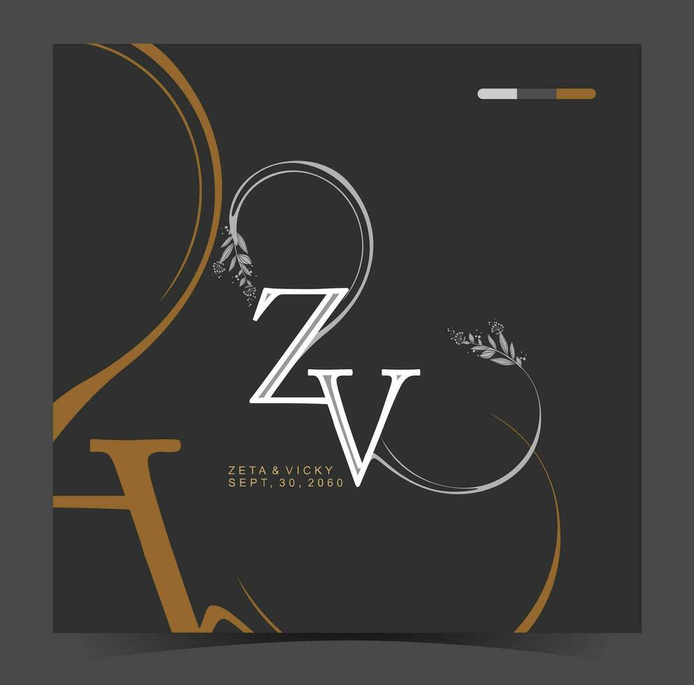 z y v logo diseño con un monograma y un flor vector