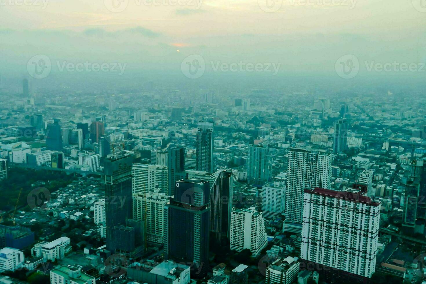 aerial view of bangkok city skyline photo