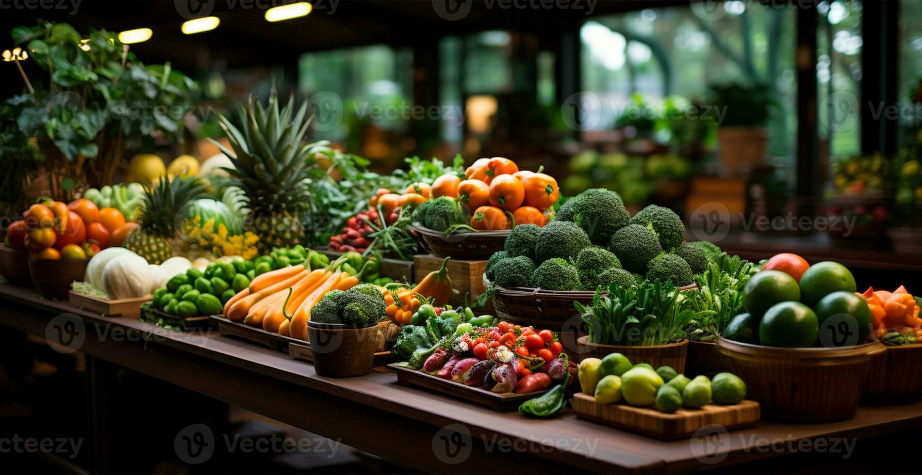 ai generado asiático comida mercado, Fresco vegetales y frutas - ai generado imagen foto