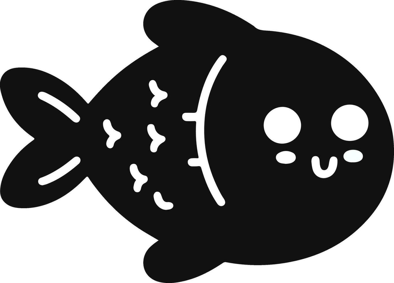 linda kawaii pescado vector ilustración con negro color blanco antecedentes