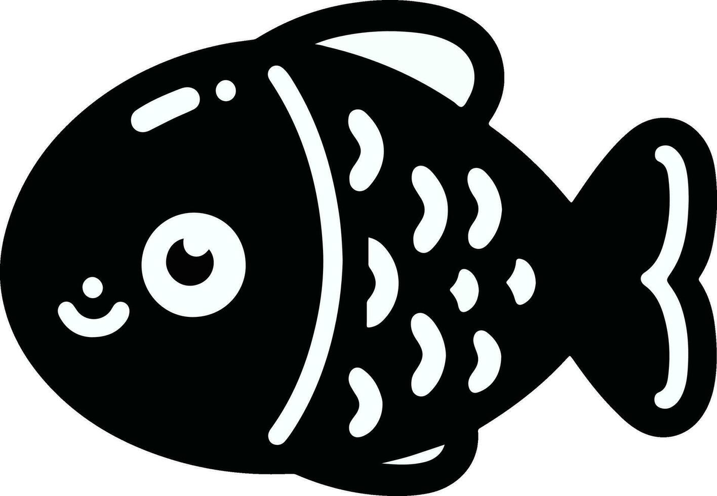 linda kawaii pescado vector ilustración con negro color blanco antecedentes