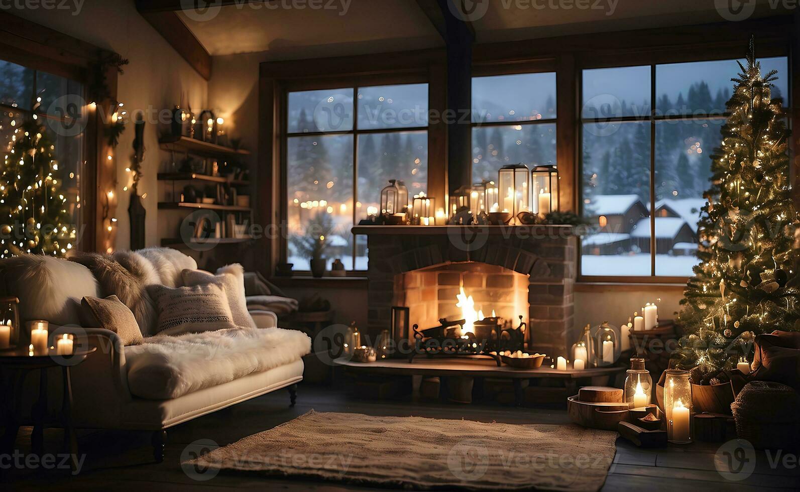 ai generado un acogedor casa con un Navidad decoración. foto