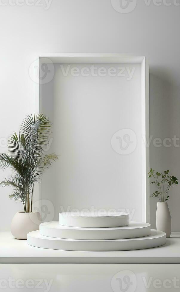 AI generated A modern podium for beauty and cosmetic product presentation. photo
