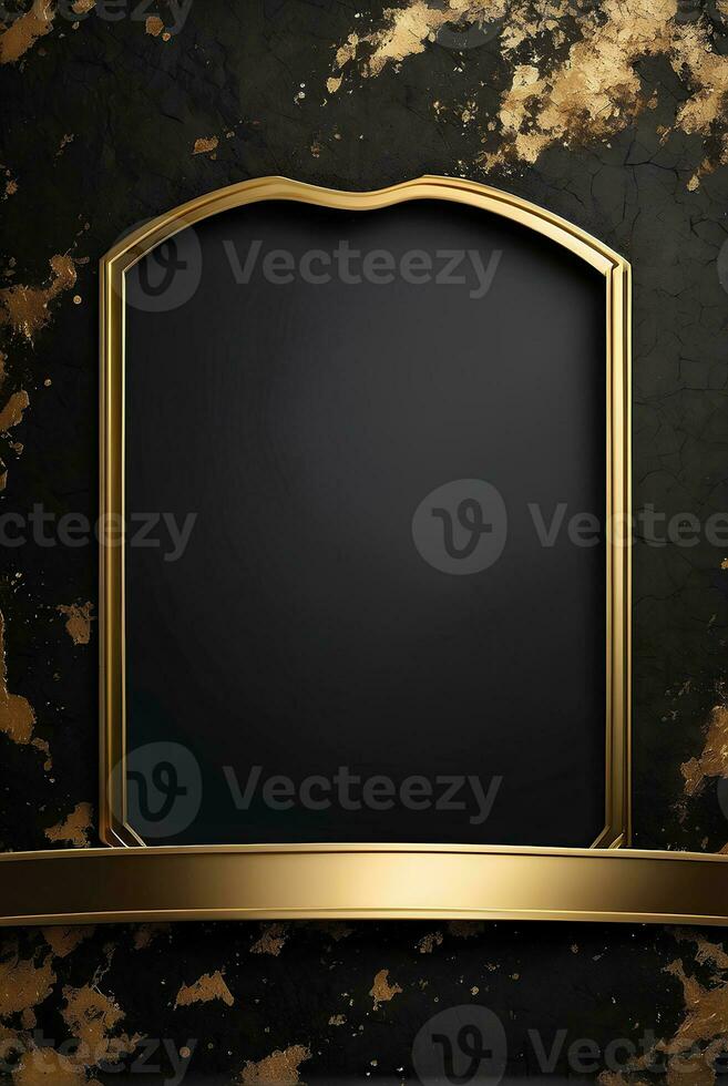 Luxury black and gold background with space in the middle. photo