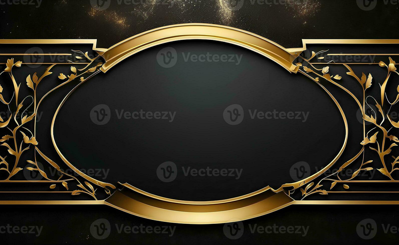 Luxury black and gold background with space in the middle. photo