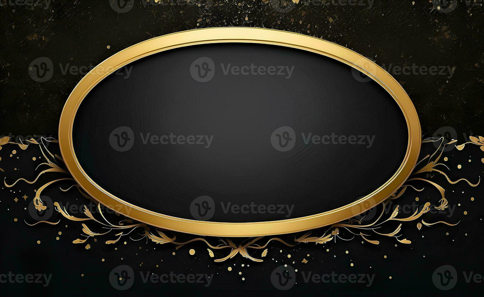 Luxury black and gold background with space in the middle. photo