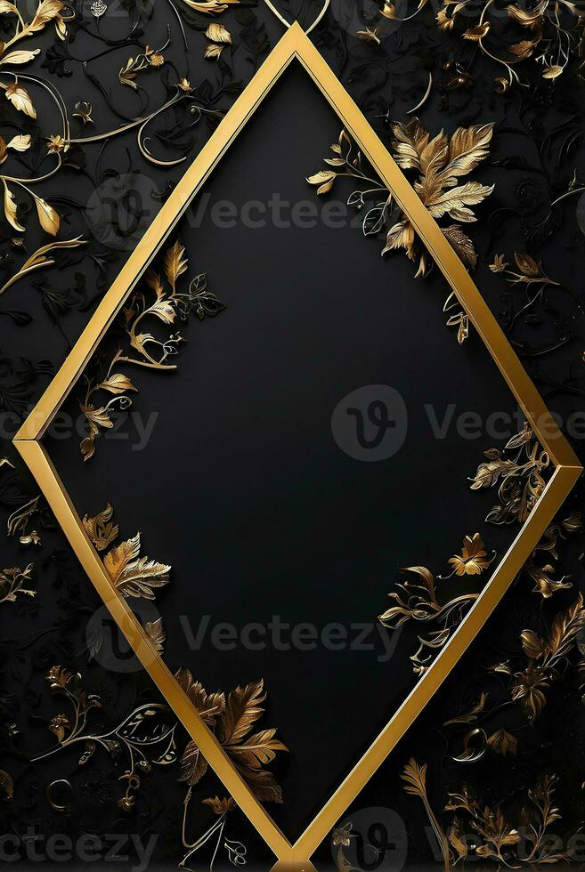 Luxury black and gold background with space in the middle. photo