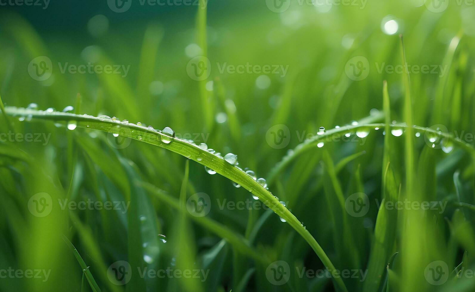 A natural green grass with water drops background. photo