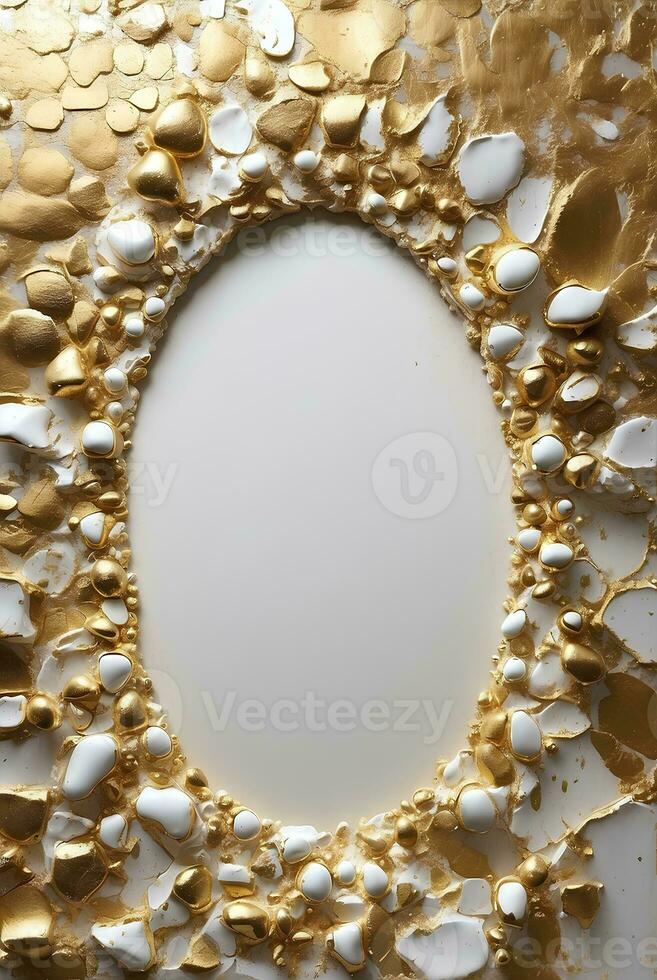 Luxury white and gold background with space in the middle. photo