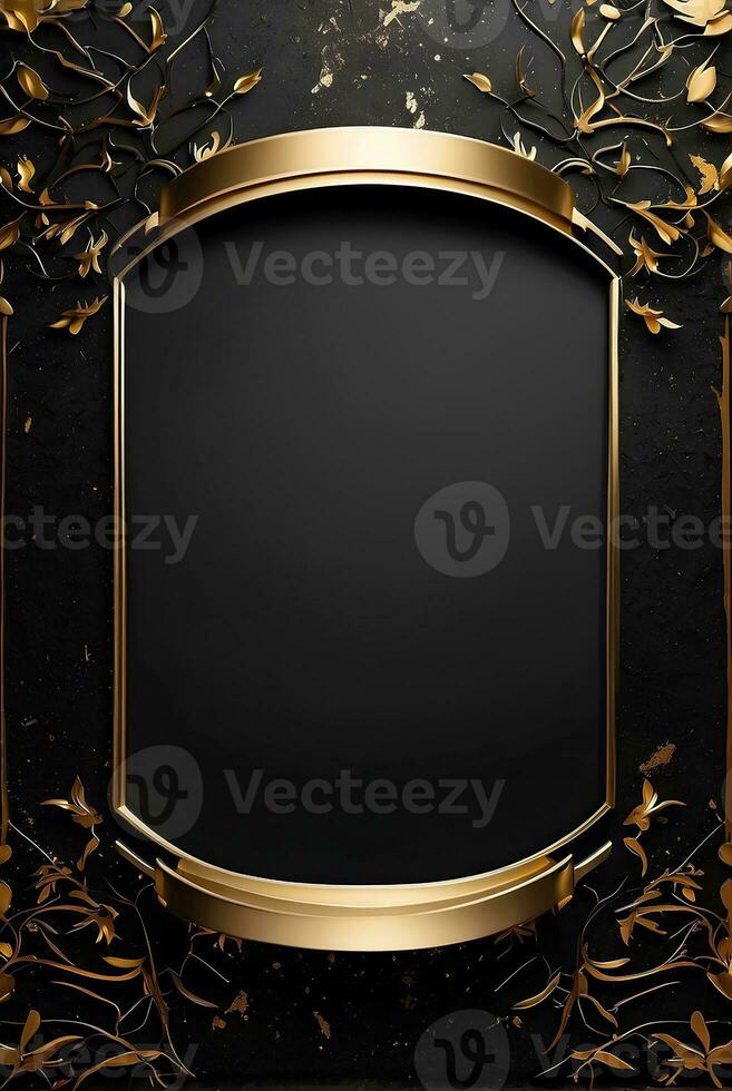 Luxury black and gold background with space in the middle. photo