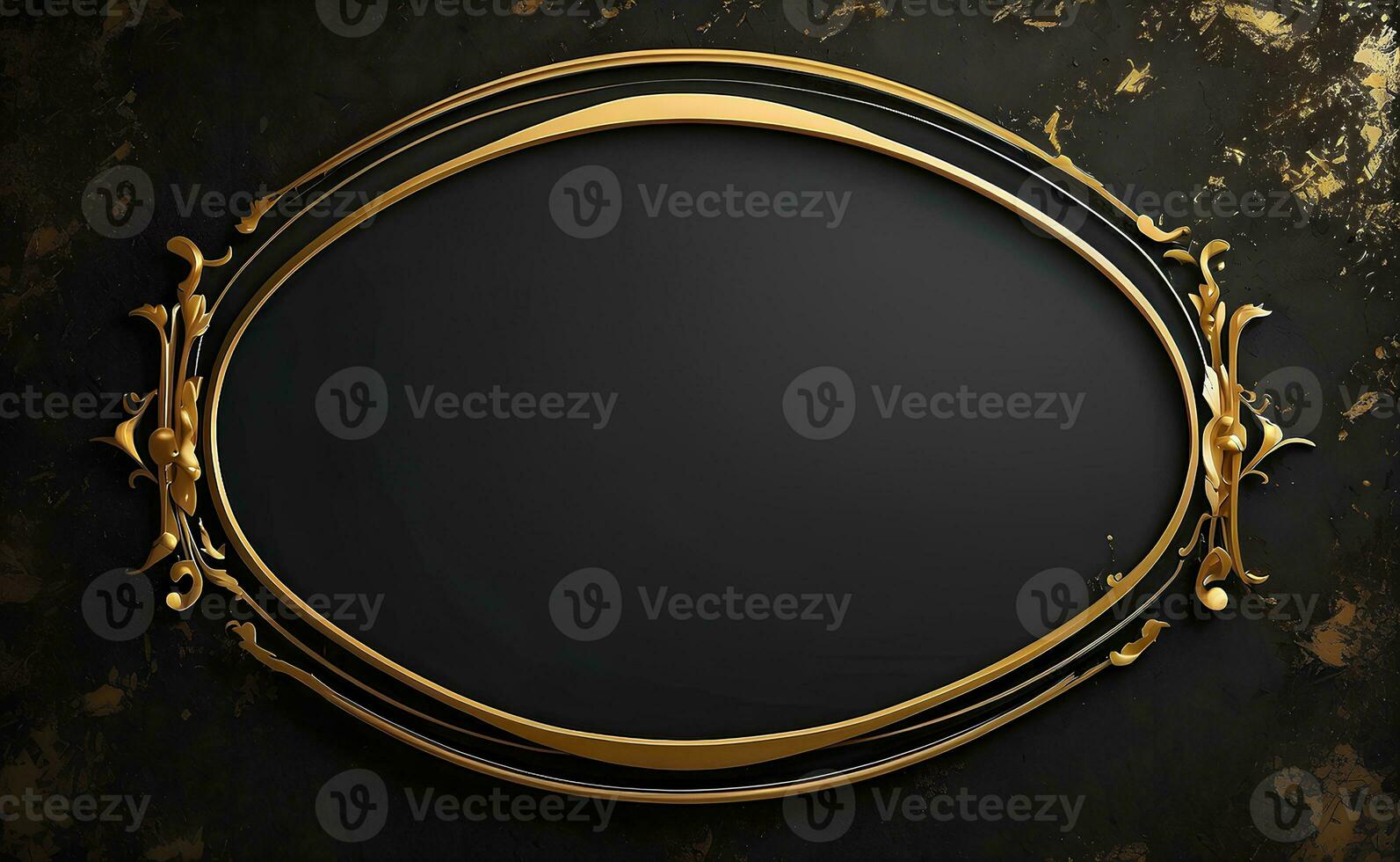 Luxury black and gold background with space in the middle. photo