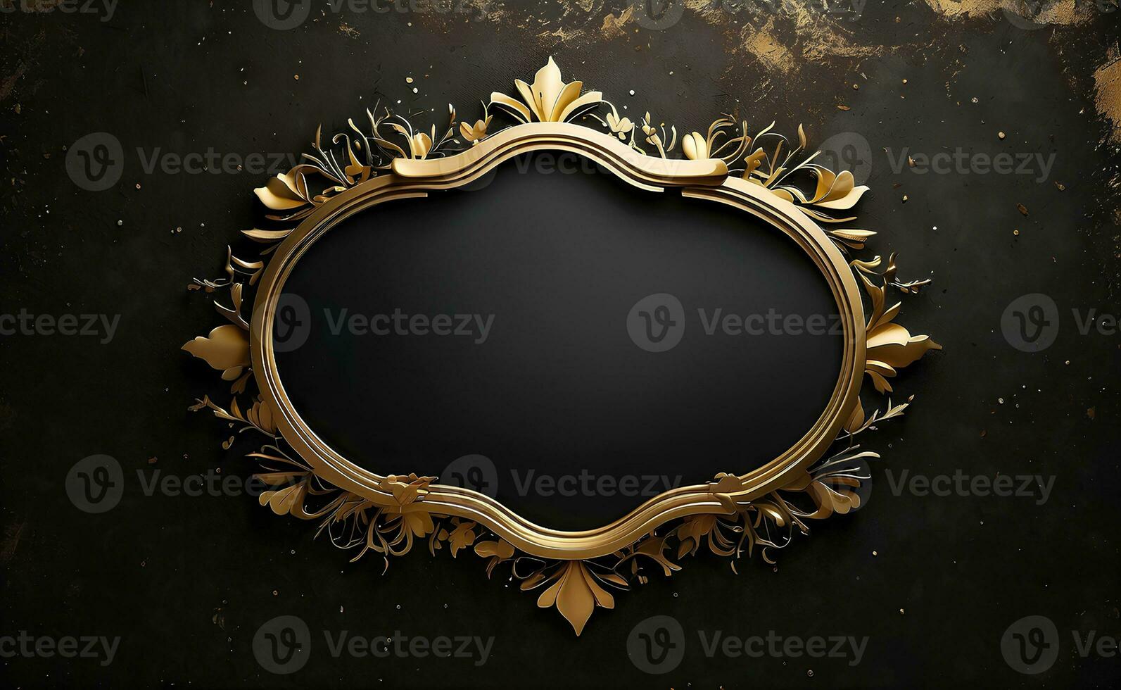 Luxury black and gold background with space in the middle. photo